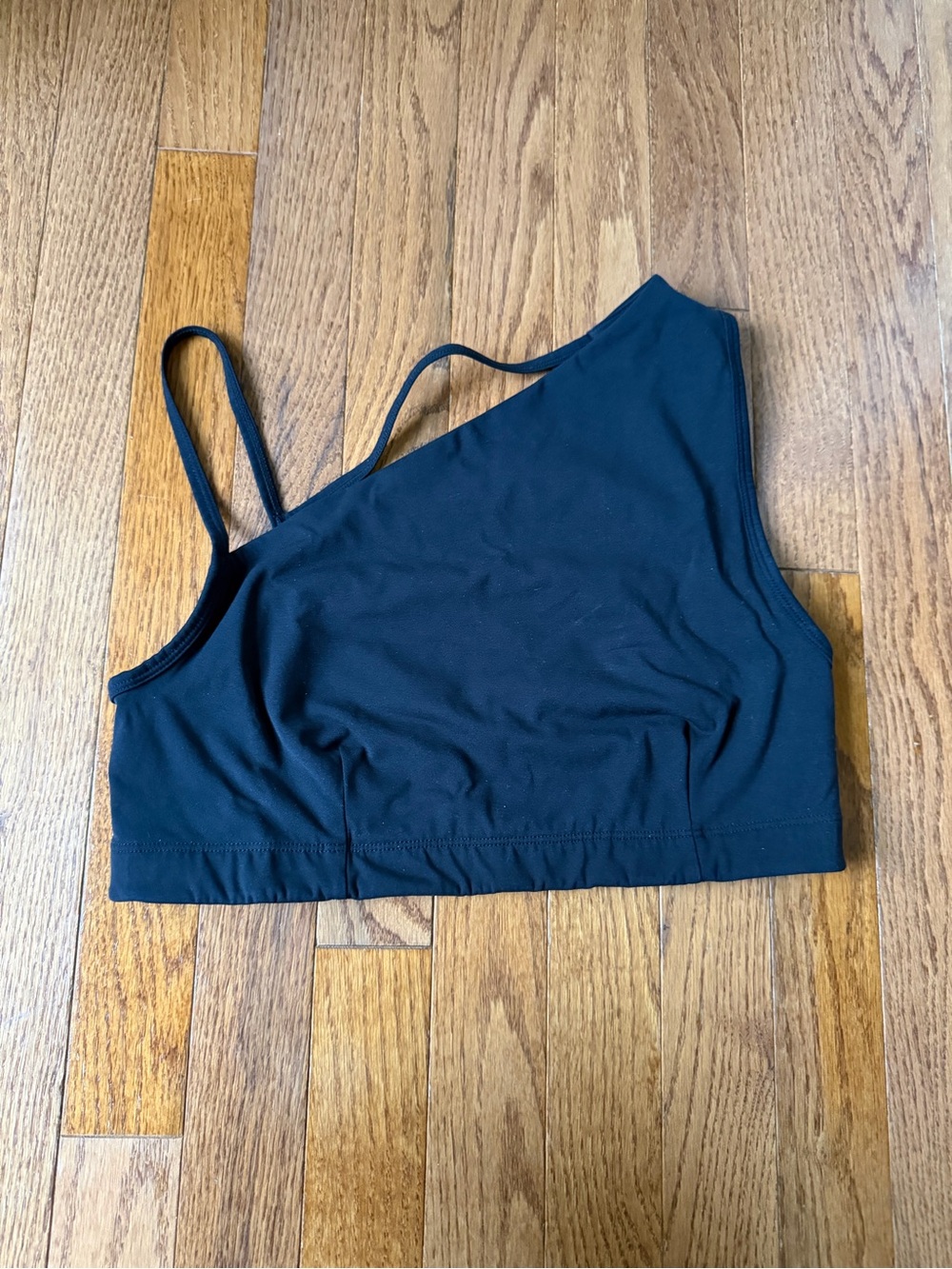 Sweaty Betty Black One-Shoulder Sports Bra with Double Strap Detail